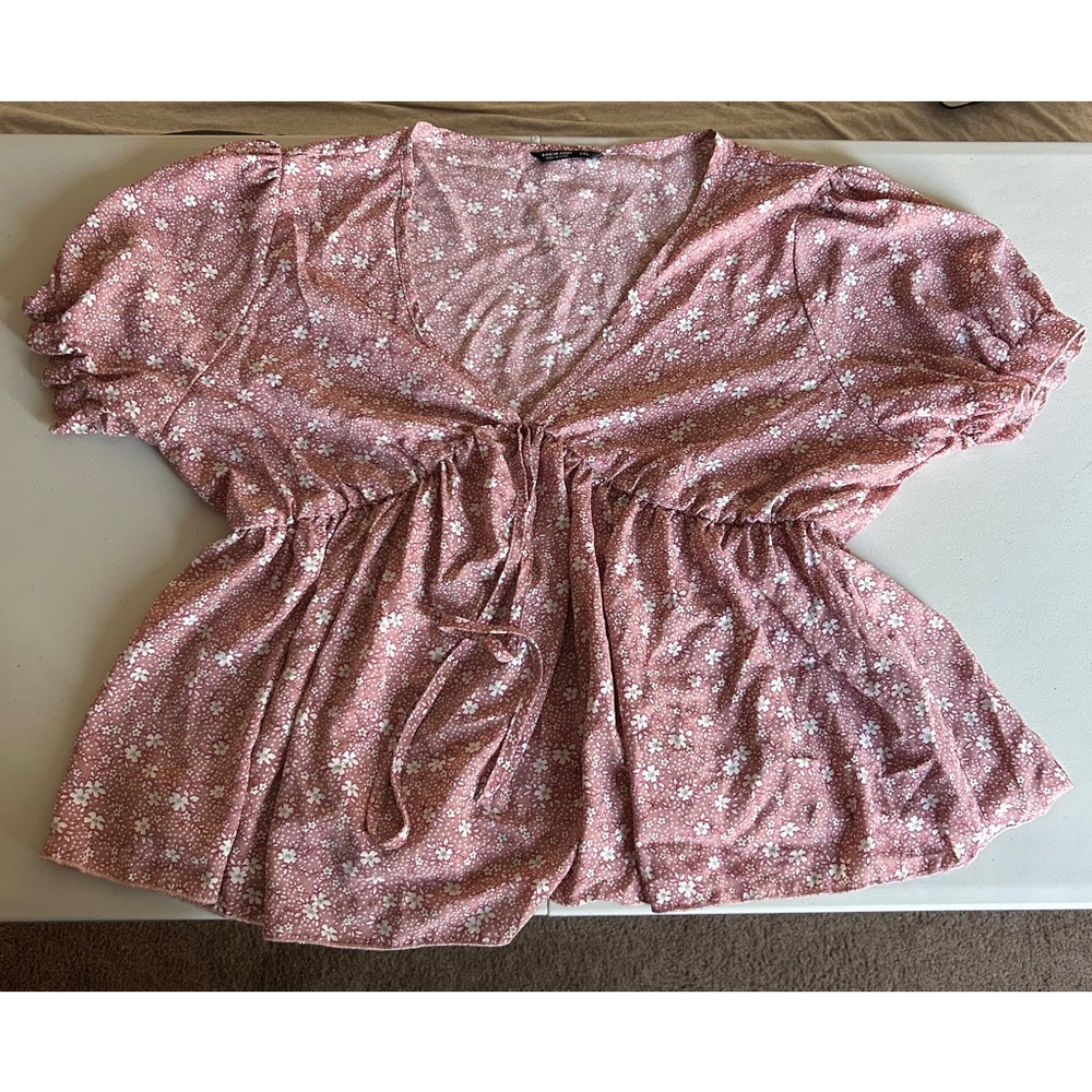 Women's SHEIN Blouse, Pink Floral, 2XL